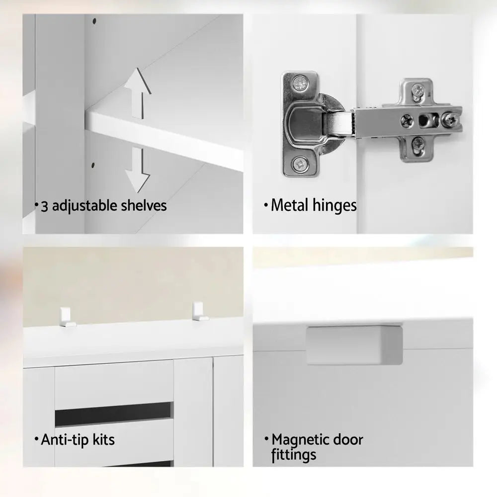 Artiss Shoe Rack Storage Cabinet 20 Pairs 5-tier White Alster - Furniture > Living Room > Shoe Storage