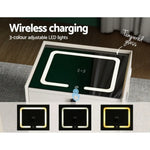 Artiss Smart Bedside Table 2 Drawers with Wireless Charging Ports LED White AIKA - Furniture > Bedroom