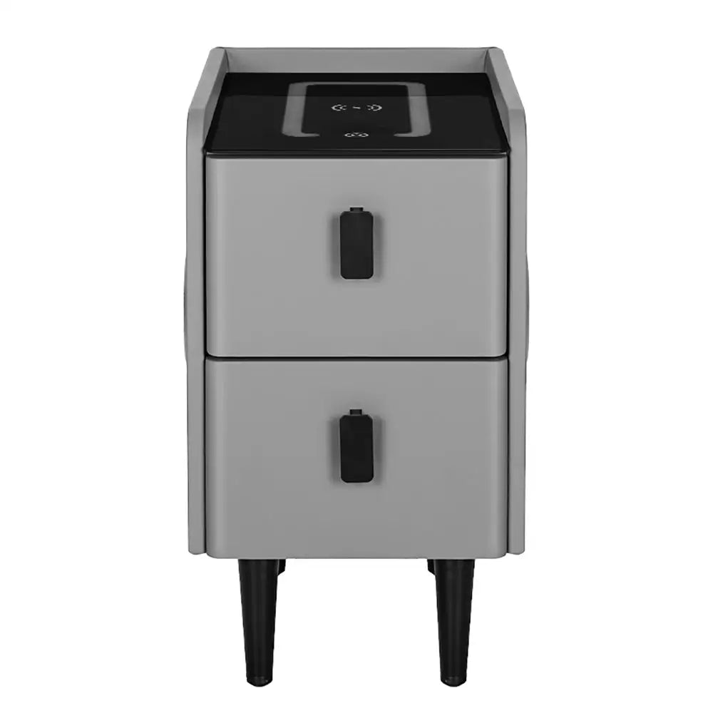 Artiss Smart Bedside Table 2 Drawers with Wireless Charging Ports LED Grey AIDA - Furniture > Bedroom