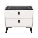 Artiss Smart Bedside Table 2 Drawers with Wireless Charging Ports LED White AIKA - Furniture > Bedroom