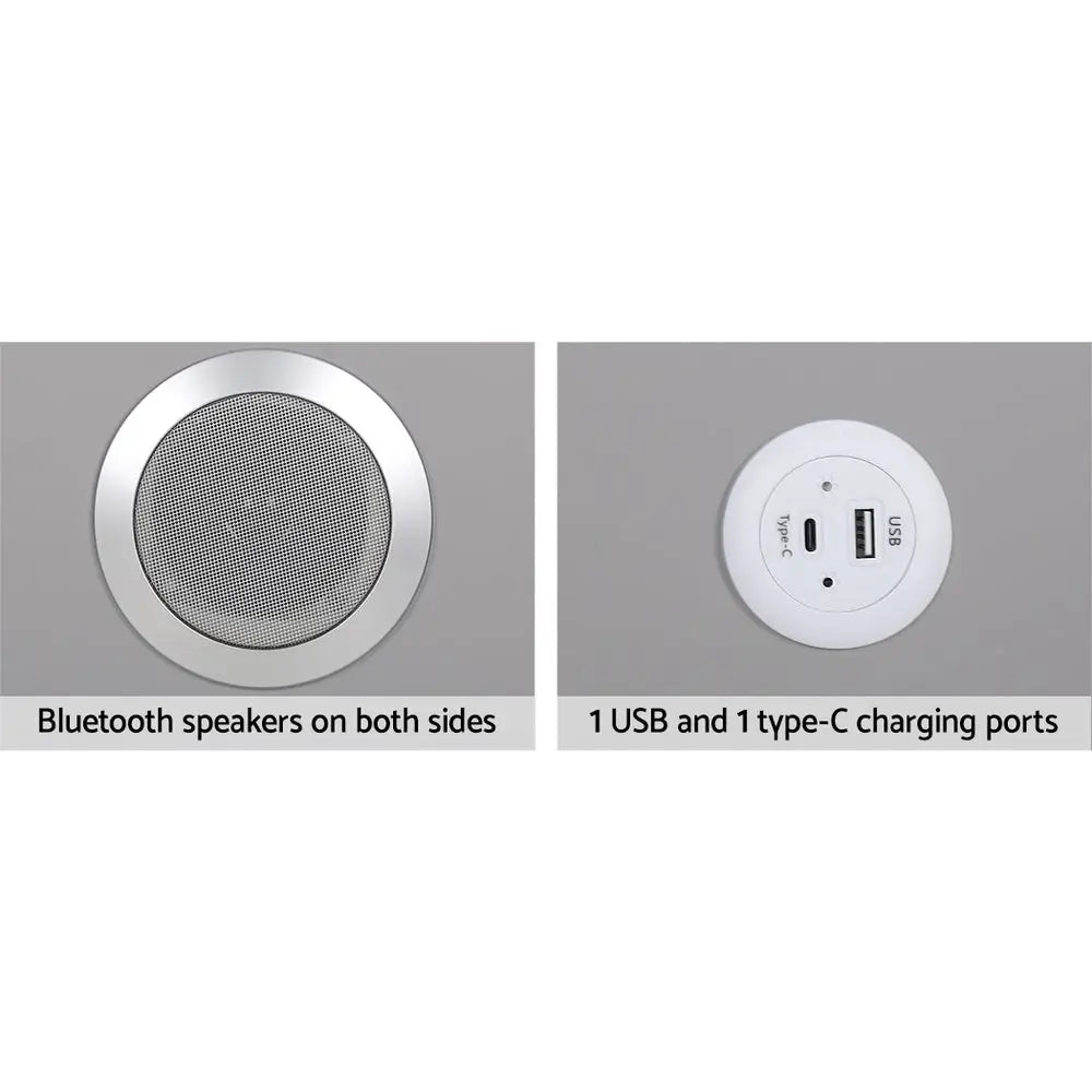 Artiss Smart Bedside Table 2 Drawers with Wireless Charging Ports LED Grey AIDA - Furniture > Bedroom