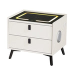 Artiss Smart Bedside Table 2 Drawers with Wireless Charging Ports LED White AIKA - Furniture > Bedroom