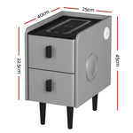 Artiss Smart Bedside Table 2 Drawers with Wireless Charging Ports LED Grey AIDA - Furniture > Bedroom