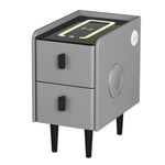 Artiss Smart Bedside Table 2 Drawers with Wireless Charging Ports LED Grey AIDA - Furniture > Bedroom