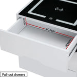Artiss Smart Bedside Table 3 Drawers with Wireless Charging Ports LED White ADAD - Furniture > Bedroom > Bedside Tables