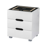 Artiss Smart Bedside Table 3 Drawers with Wireless Charging Ports LED White ADAD - Furniture > Bedroom > Bedside Tables