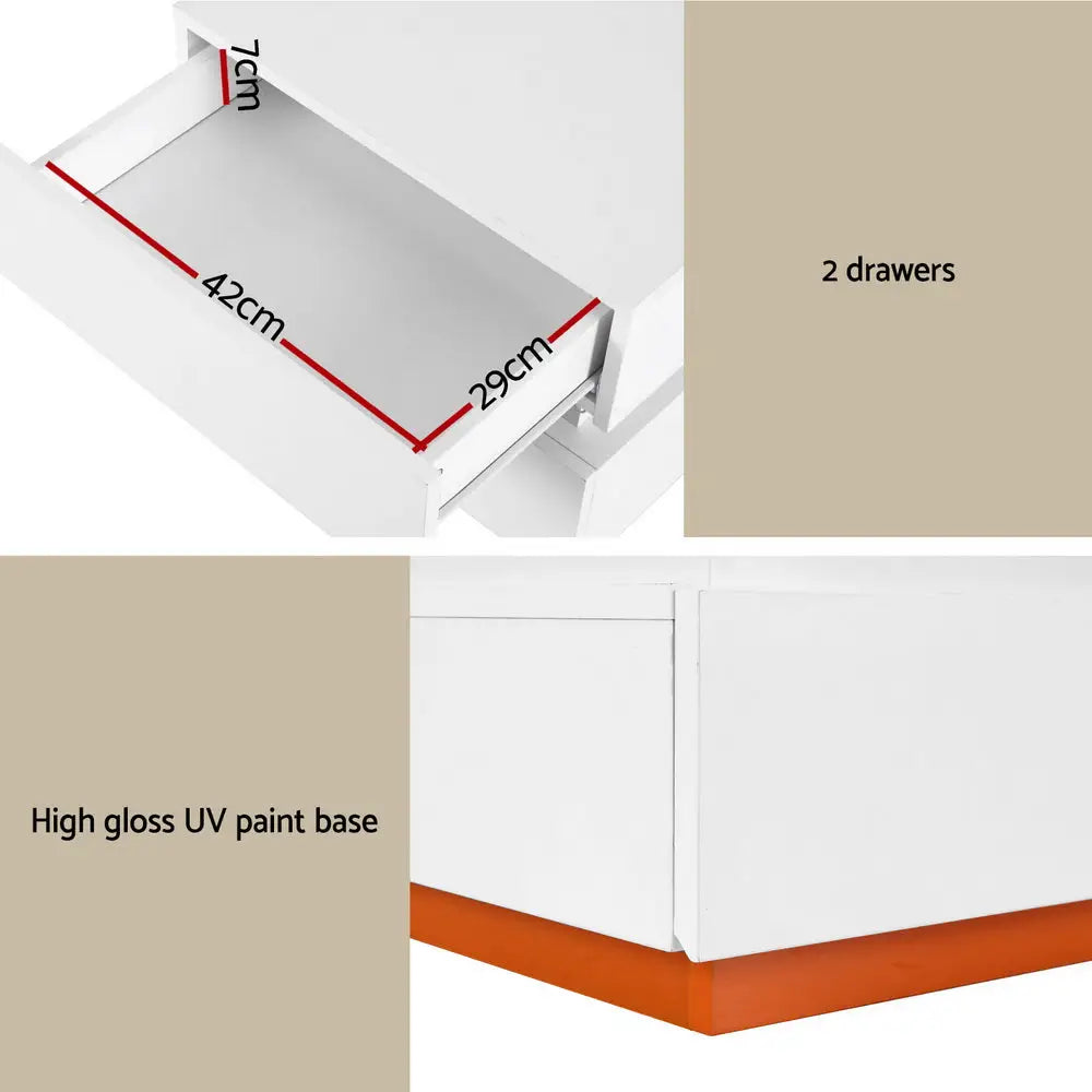 Artiss Smart Bedside Table LED Wireless Charging Ada - Furniture > Bedroom > Bedside Tables