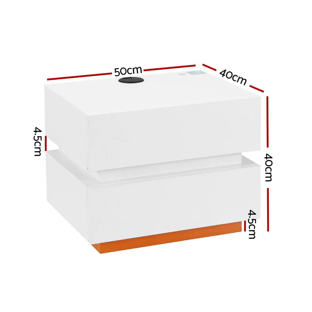 Artiss Smart Bedside Table LED Wireless Charging Ada - Furniture > Bedroom > Bedside Tables
