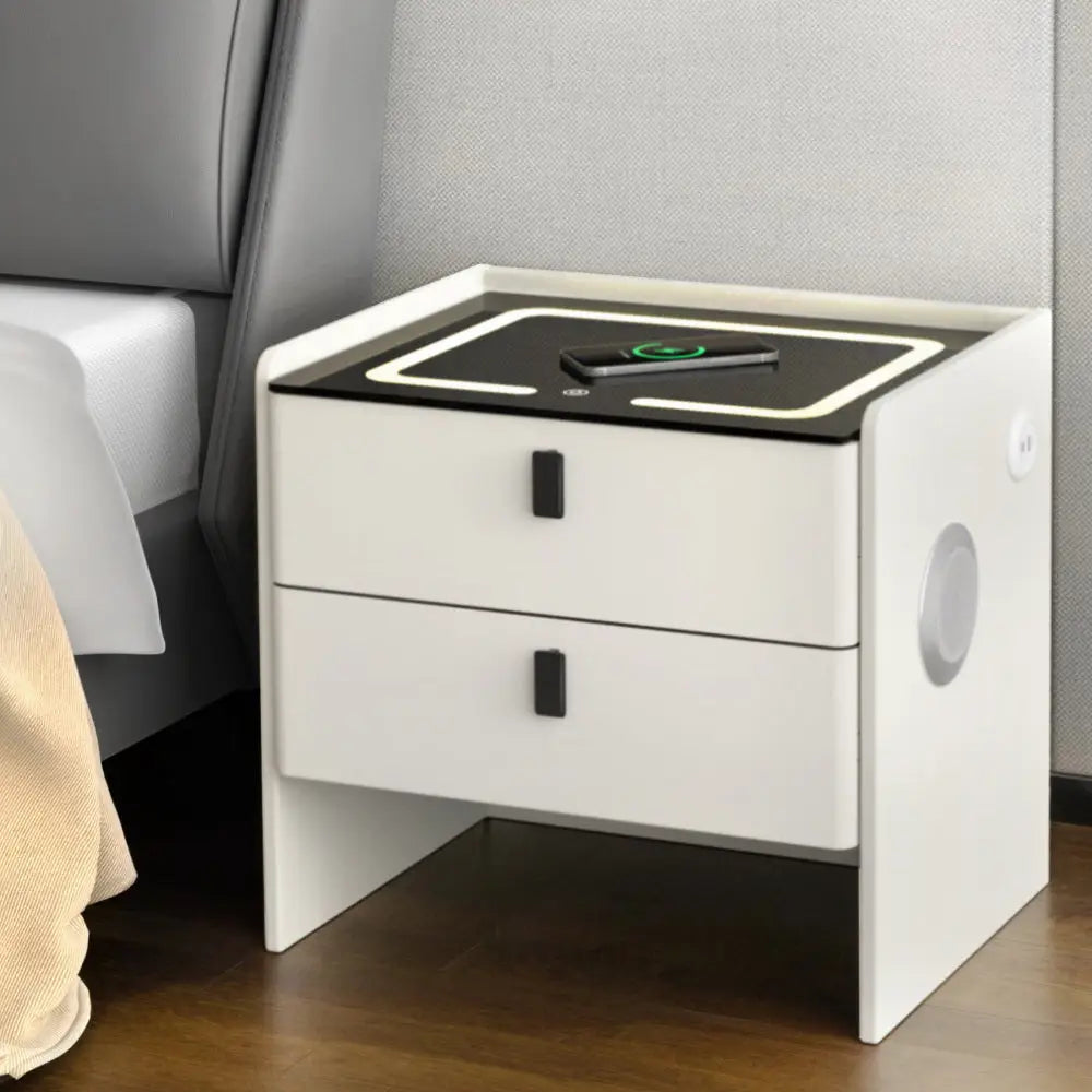 Artiss Smart Bedside Table Wireless Charging - BESS White - Furniture > Bedroom > Bedside Tables