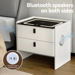 Artiss Smart Bedside Table Wireless Charging - BESS White - Furniture > Bedroom > Bedside Tables