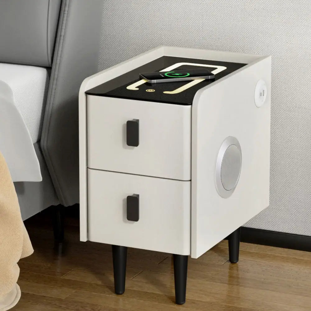 Artiss Smart Bedside Table with Wireless Charging - AIDA White - Furniture > Bedroom > Bedside Tables