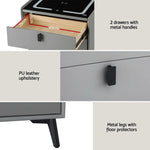 Artiss Smart Bedside Table with Wireless Charging - AIKA Grey - Furniture > Bedroom > Bedside Tables