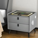 Artiss Smart Bedside Table with Wireless Charging - AIKA Grey - Furniture > Bedroom > Bedside Tables