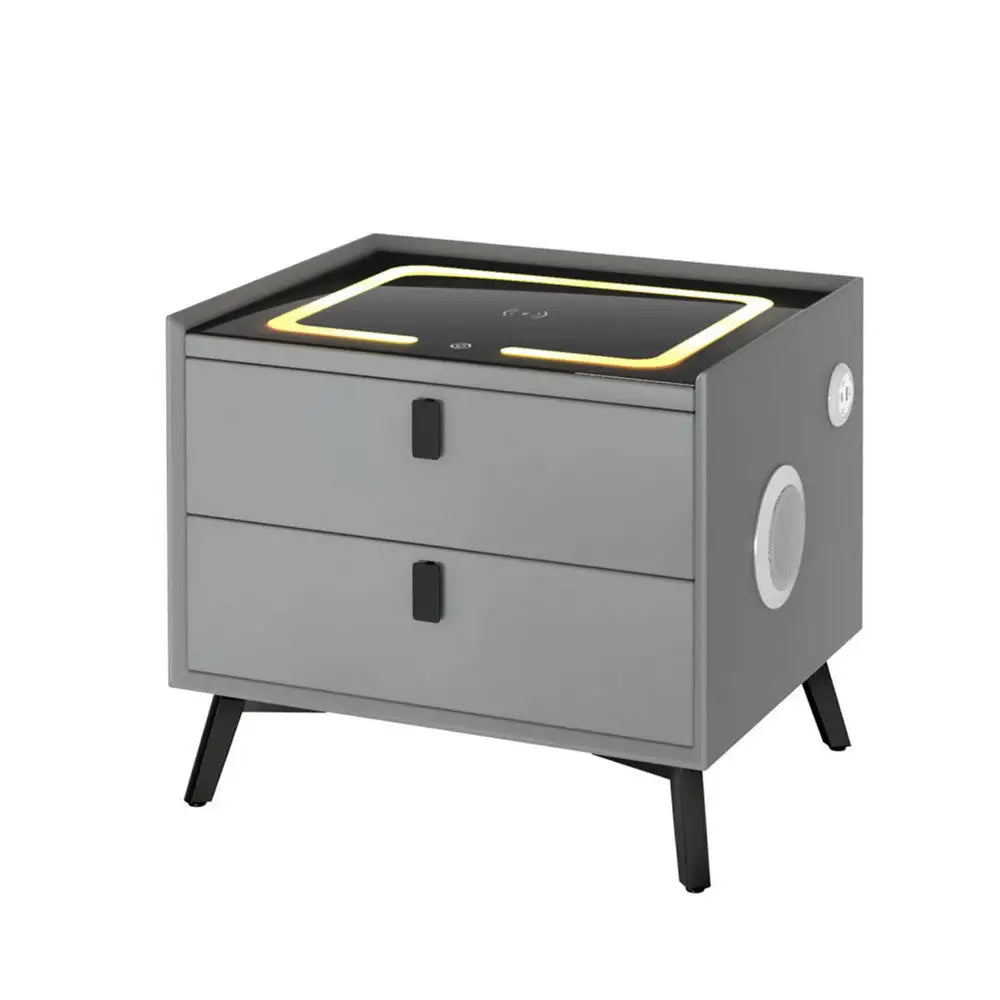 Artiss Smart Bedside Table with Wireless Charging - AIKA Grey - Furniture > Bedroom > Bedside Tables