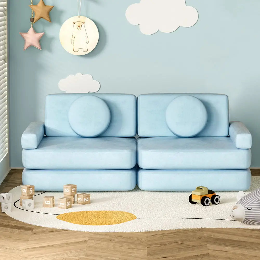 Artiss Sofa Bed 160CM DIY Couch Velvet Blue - Furniture > Living Room