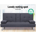 Artiss Sofa Bed 175CM Dark Grey Fabric - Furniture > Sofas