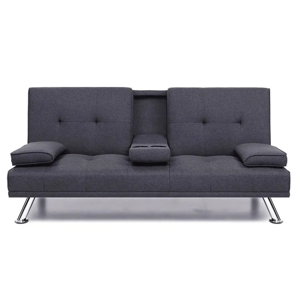 Artiss Sofa Bed 175CM Dark Grey Fabric - Furniture > Sofas