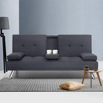 Artiss Sofa Bed 175CM Dark Grey Fabric - Furniture > Sofas