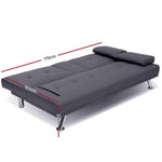 Artiss Sofa Bed 175CM Dark Grey Fabric - Furniture > Sofas