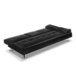 Artiss Sofa Bed 188CM Black PU Leather - Furniture > Sofas