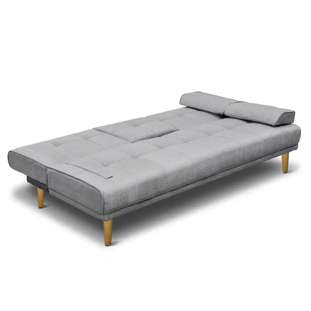 Artiss Sofa Bed 188CM Grey Faux Linen - Furniture > Sofas