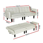 Artiss Sofa Bed 192CM Beige Faux Linen Fabric - Furniture > Living Room