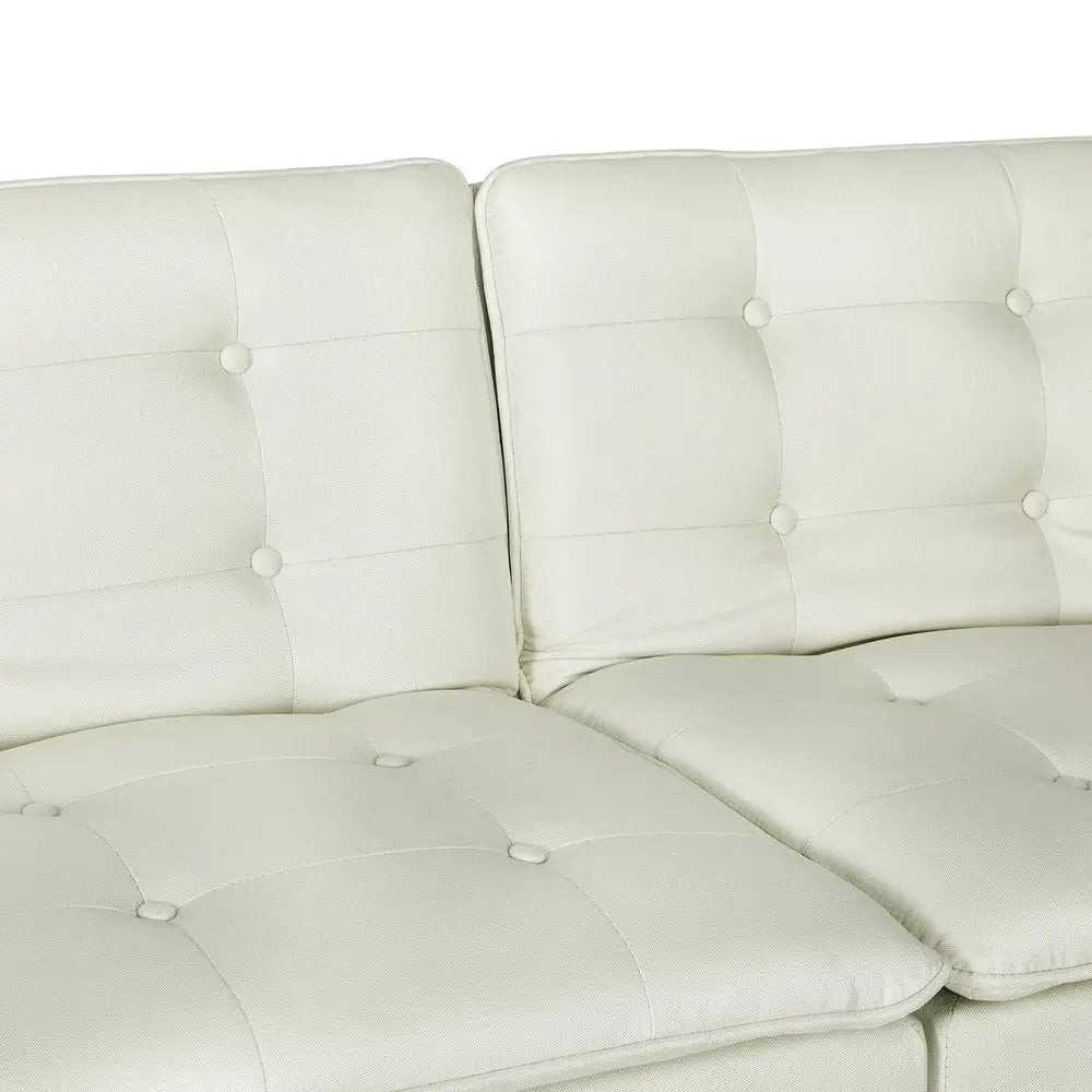 Artiss Sofa Bed 192CM Beige Faux Linen Fabric - Furniture > Living Room