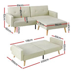 Artiss Sofa Bed Ottoman 200CM Beige Faux Linen - Furniture > Living Room