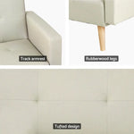Artiss Sofa Bed Ottoman 200CM Beige Faux Linen - Furniture > Living Room