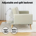 Artiss Sofa Bed Ottoman 200CM Beige Faux Linen - Furniture > Living Room