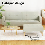 Artiss Sofa Bed Ottoman 200CM Beige Faux Linen - Furniture > Living Room