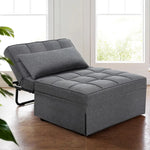 Artiss Sofa Bed Ottoman Pillow Folding Linen Grey Siyi - Furniture > Sofas > Sofas & Sofa Beds