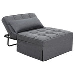 Artiss Sofa Bed Ottoman Pillow Folding Linen Grey Siyi - Furniture > Sofas > Sofas & Sofa Beds