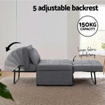 Artiss Sofa Bed Ottoman Pillow Folding Linen Grey Siyi - Furniture > Sofas > Sofas & Sofa Beds
