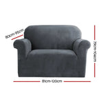 Artiss Sofa Cover Couch Covers 1 Seater Velvet Grey - Furniture > Sofas