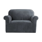 Artiss Sofa Cover Couch Covers 1 Seater Velvet Grey - Furniture > Sofas