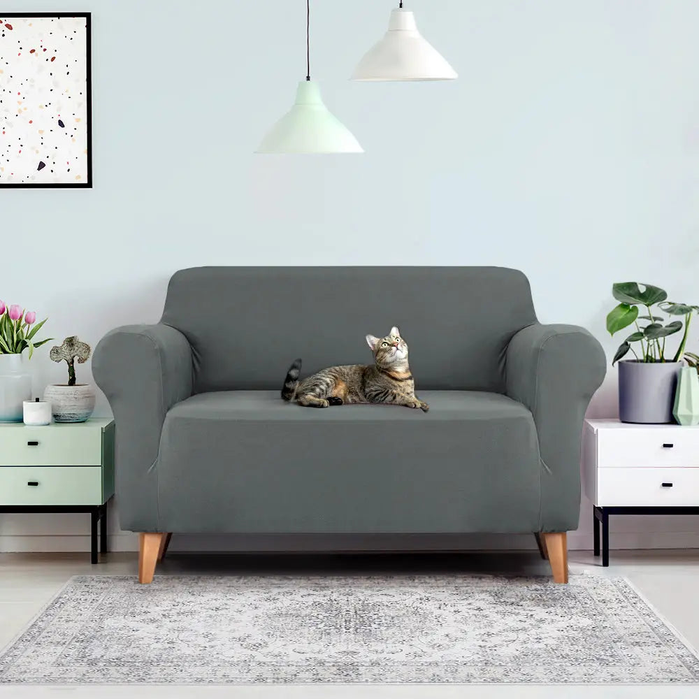 Artiss Sofa Cover Couch Covers 2 Seater Stretch Grey - Furniture > Sofas