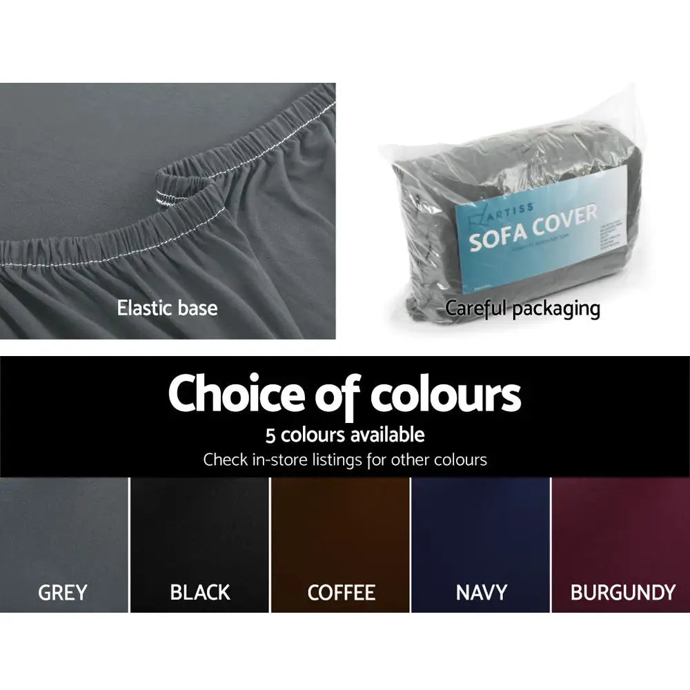 Artiss Sofa Cover Couch Covers 2 Seater Stretch Grey - Furniture > Sofas