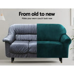 Artiss Sofa Cover Couch Covers 2 Seater Velvet Agate Green - Furniture > Sofas