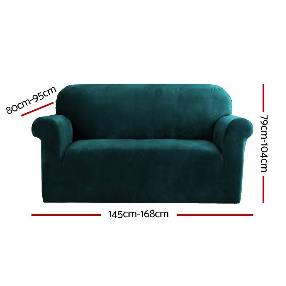 Artiss Sofa Cover Couch Covers 2 Seater Velvet Agate Green - Furniture > Sofas