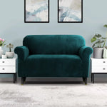 Artiss Sofa Cover Couch Covers 2 Seater Velvet Agate Green - Furniture > Sofas