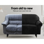 Artiss Sofa Cover Couch Covers 2 Seater Velvet Black - Furniture > Sofas