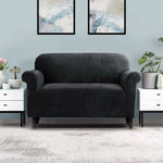 Artiss Sofa Cover Couch Covers 2 Seater Velvet Black - Furniture > Sofas