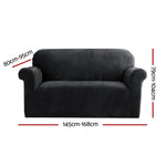 Artiss Sofa Cover Couch Covers 2 Seater Velvet Black - Furniture > Sofas