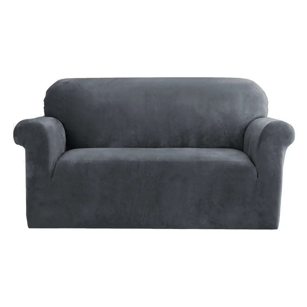Artiss Sofa Cover Couch Covers 2 Seater Velvet Grey - Furniture > Sofas