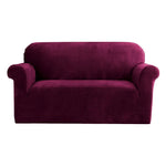 Artiss Sofa Cover Couch Covers 2 Seater Velvet Ruby Red - Furniture > Sofas