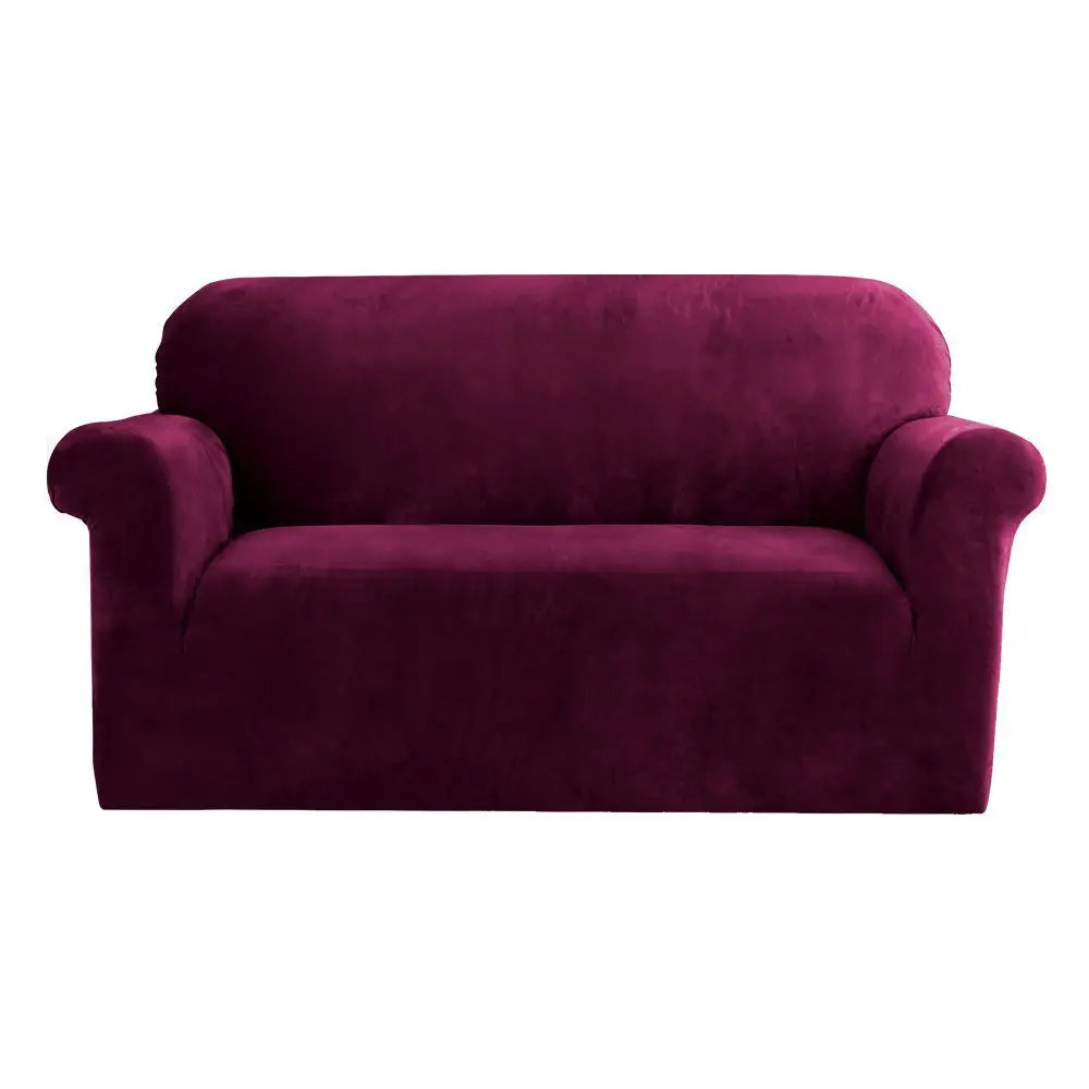 Artiss Sofa Cover Couch Covers 2 Seater Velvet Ruby Red - Furniture > Sofas