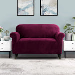 Artiss Sofa Cover Couch Covers 2 Seater Velvet Ruby Red - Furniture > Sofas