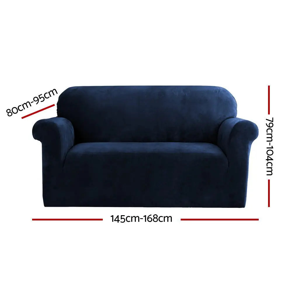 Artiss Sofa Cover Couch Covers 2 Seater Velvet Sapphire - Furniture > Sofas
