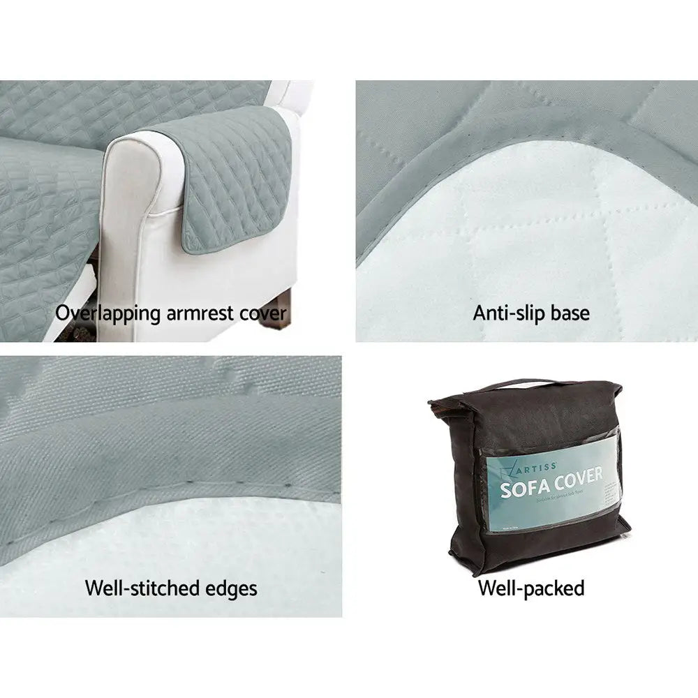 Artiss Sofa Cover Couch Covers 3 Seater 100% Water Resistant Grey - Furniture > Sofas